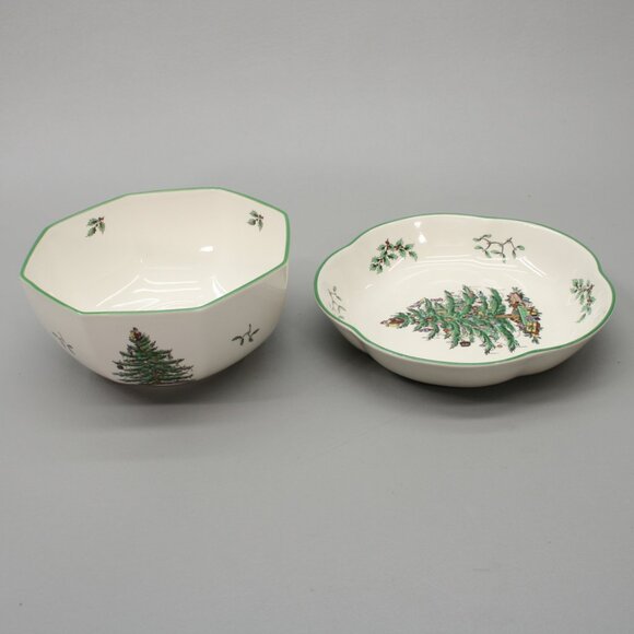 Spode 2 Serving Bowls Vegetable Salad Side Dishes Christmas Tree England - S3324 - Picture 11 of 12